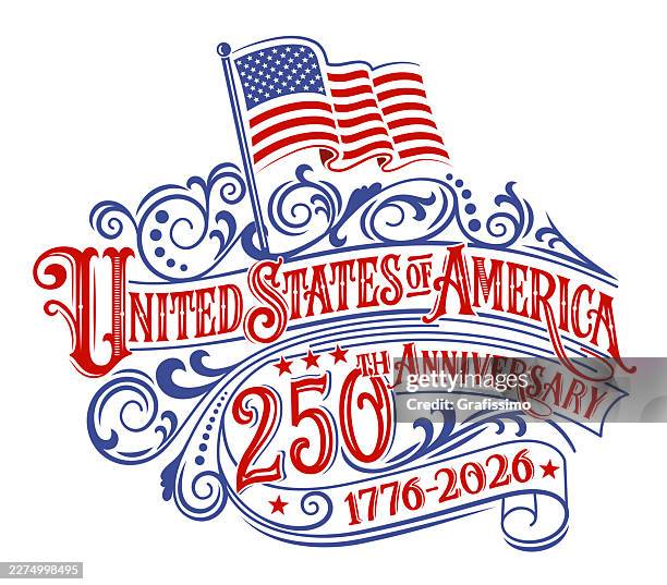 250 years Anniversary USA banner to celebrate Fourth of July Independence Day